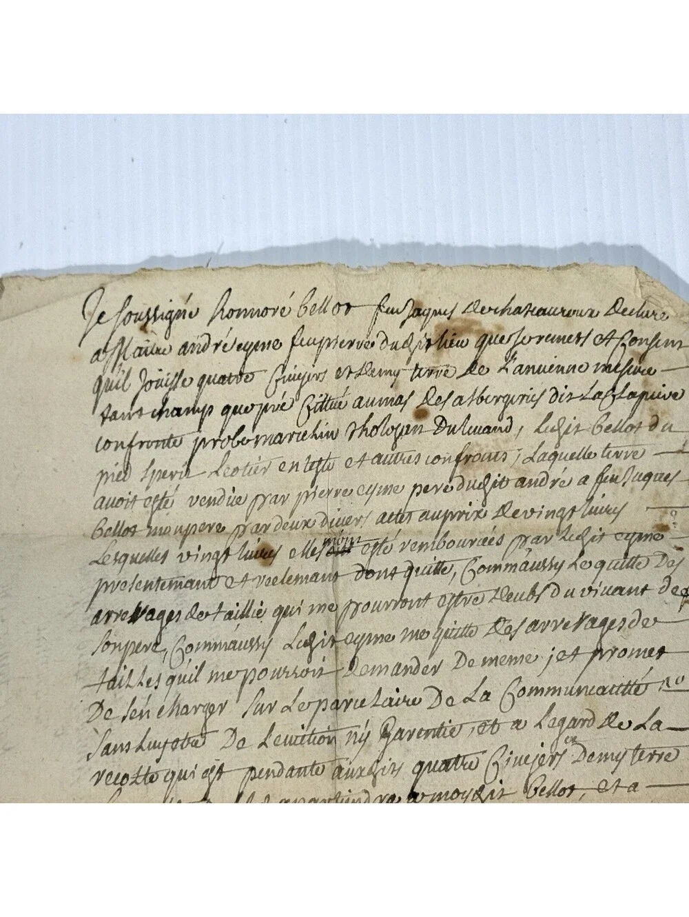 Original 1724 French Notarial Land Agreement Signed Pre-1800 Manuscript Ephemera